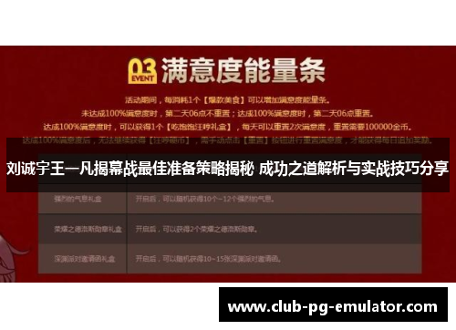 刘诚宇王一凡揭幕战最佳准备策略揭秘 成功之道解析与实战技巧分享